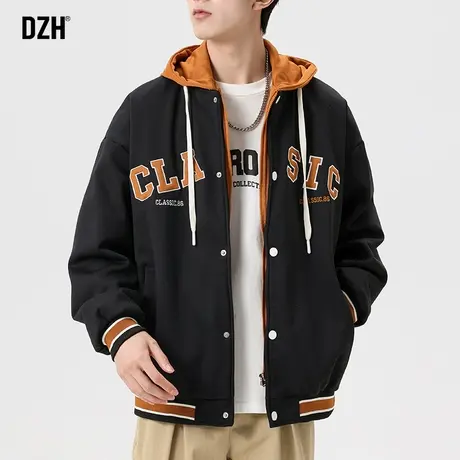 男士假两件外套潮牌男休闲运动美式棒球服男款春秋上衣情侣装男装商品大图