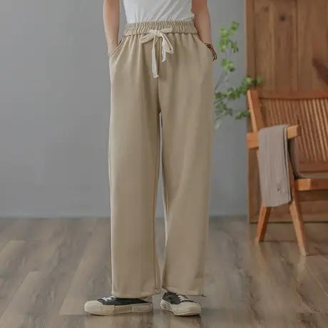 dza 高腰显瘦宽松直筒卫裤女春秋灰色长裤休闲运动裤阔腿哈伦女裤商品大图