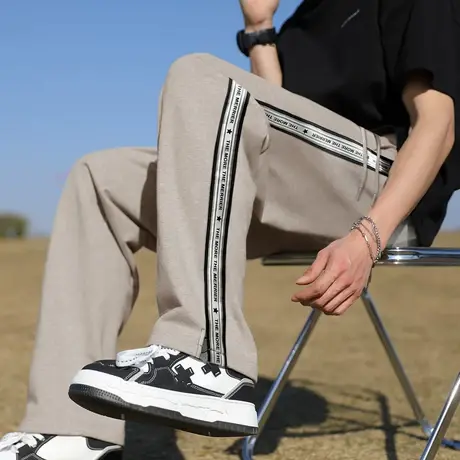 唐狮春秋季新款运动裤男生直筒针织长裤大宽松显瘦卫裤子男潮WTD商品大图