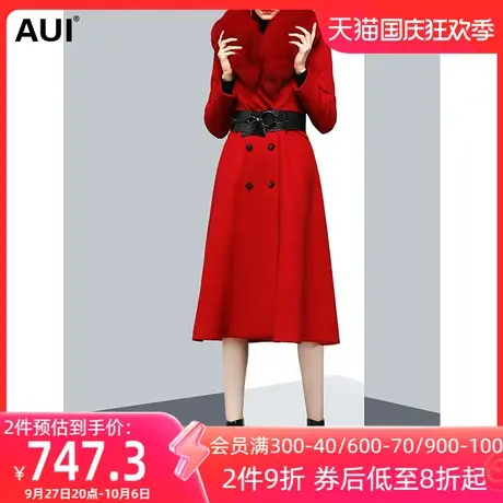 大气可拆卸狐狸毛领红色毛呢外套女冬2022新款轻奢高端呢子大衣潮图片