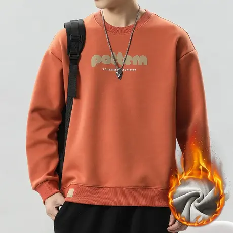 冬季男款潮牌字母印花圆领卫衣秋冬款重磅保暖加绒加厚长袖上衣服商品大图