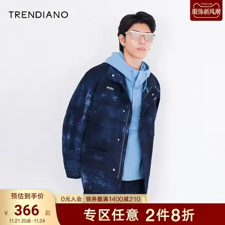 TRENDIANO官方潮牌春秋男装时尚潮流印染纯棉工装夹克牛仔外套男商品大图