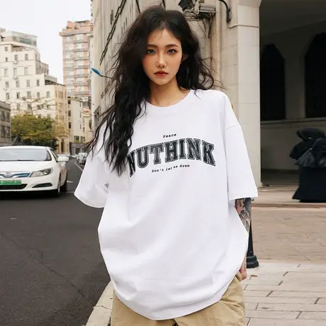 Nuthink加肥加大美式街头短袖T恤 男潮国潮潮牌宽松潮流大码半袖商品大图