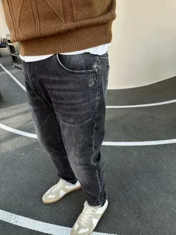 大依无忧秋新款黑灰水洗大号潮胖子弹力小脚加肥加大码男款牛仔裤商品大图