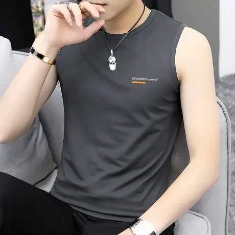 莫代尔运动背心男夏季薄款冰丝速干凉感坎肩篮球跨栏宽肩无袖t恤商品大图