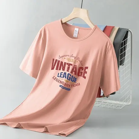 莫代尔短袖t恤男装夏季冰丝凉感透气速干半袖上衣服潮流圆领体恤商品大图