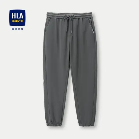 HLA/海澜之家华夫格休闲裤23秋季宽松系带运动九分锥形裤子男商品大图