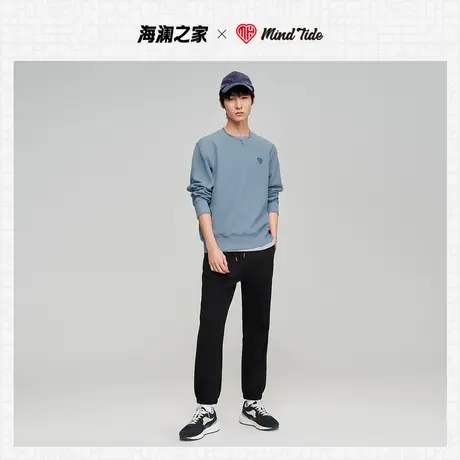 HLA/海澜之家休闲卫衣23秋冬圆领情侣长袖卫衣内搭潮流男女图片