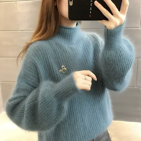 毛衣2024新款春秋季春款春装女士高领加绒女装宽松外穿打底衫洋气图片