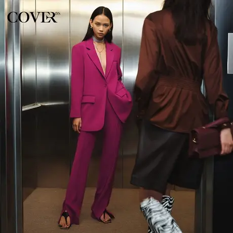 COVER秋季抗皱易打理长裤开叉休闲裤图片