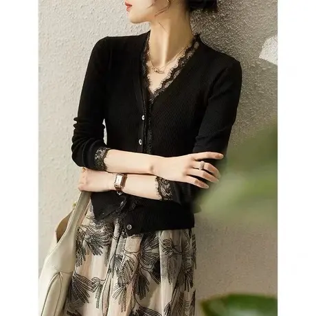 毛衣女款2023新款爆款修身显瘦小香风外套针织开衫百搭毛衣外穿潮商品大图