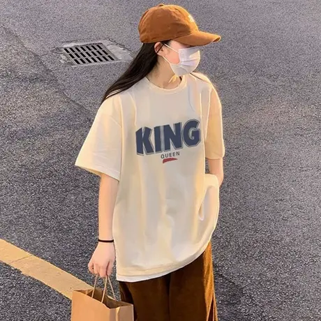 短袖美式高街爆款t恤女美式国潮2023新港味chic今年流行爆款上衣图片