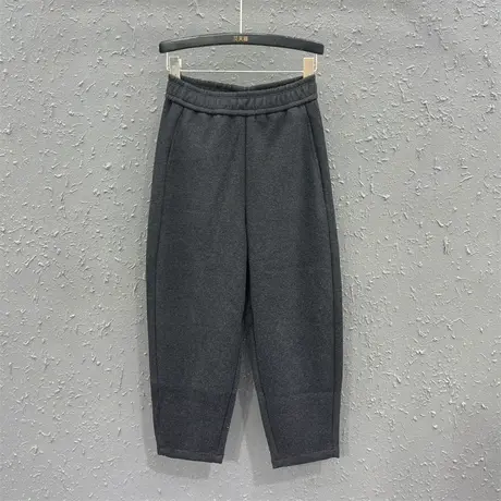 欧货简约风休闲裤23秋季新款黑色简约设计感时尚百搭九分哈伦裤女图片