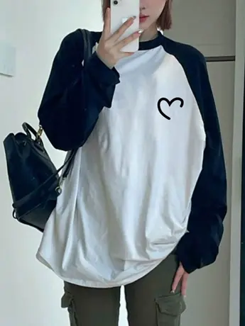 仿棉长袖t恤女2023新款春秋装冬季内搭打底衫小众别致设计感上衣商品大图