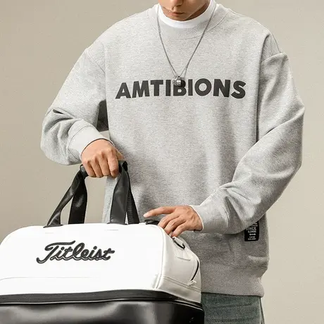 潮流韩版男士卫衣秋季男装时尚字母衣潮牌卫衣青年简约圆领卫衣商品大图