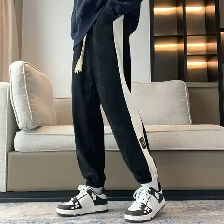 条纹夏季裤子男冰丝薄款美式春秋直筒工装潮牌卫裤休闲长裤运动裤商品大图