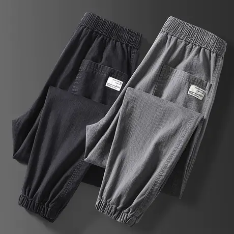 夏季薄款九分哈伦工装裤男士束脚宽松紧腰休闲裤子男裤潮牌9分裤商品大图