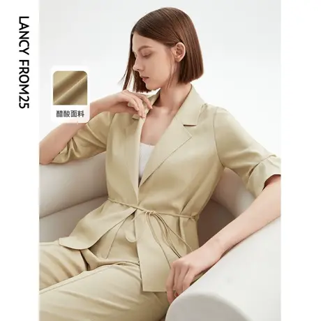 朗姿醋酸职业气质高级感短袖西装外套2023年新款西服夏季薄款上衣图片
