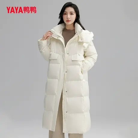 【鸭鸭甄选】鸭鸭羽绒服女2023年长款过膝加厚连帽时尚保暖外套J图片