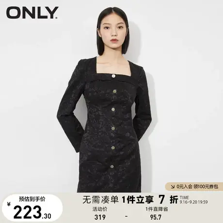 ONLY奥莱夏季时尚显瘦精致织花方领短款连衣裙女图片