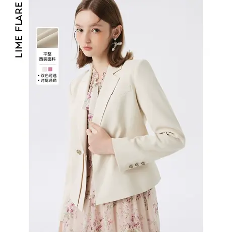 朗姿莱茵2023新款复古双排扣短款西装外套修身职业上衣通勤女奥莱商品大图