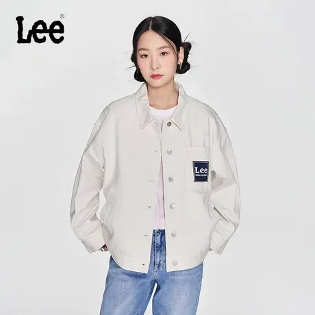 Lee商场同款24春季新品舒适版本白色女工装风翻领夹克外套潮流图片