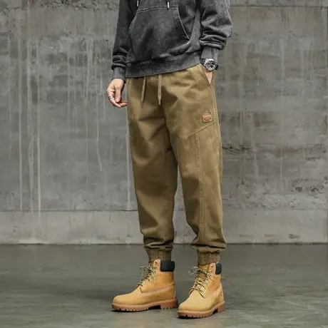 多口袋潮流户外纯棉工装裤百搭大码男款休闲裤束脚裤子男款潮流男商品大图