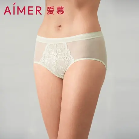 爱慕小苍兰内裤女棉质底裆蕾丝网纱中腰平角内裤AM239401图片