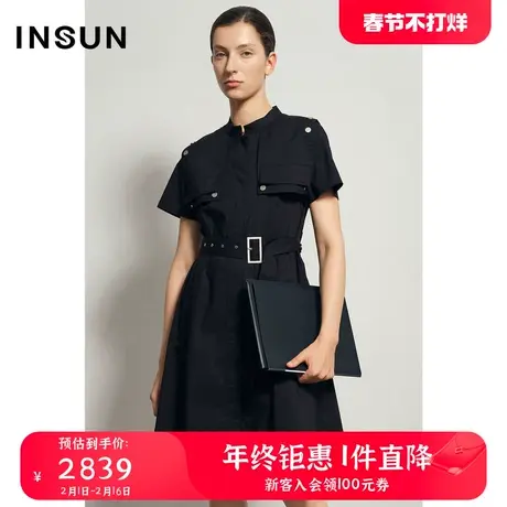 INSUN恩裳夏季工装风腰带连衣裙图片