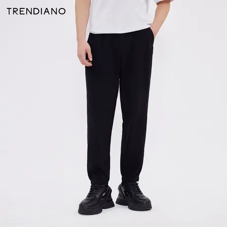 TRENDIANO几何提花宽松休闲裤2024年春季新款百搭休闲束脚裤运动商品大图