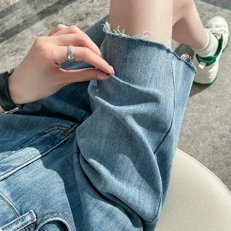 牛仔短裤女五分裤夏季薄款高腰显瘦马裤小个子5分中裤2024年新款图片