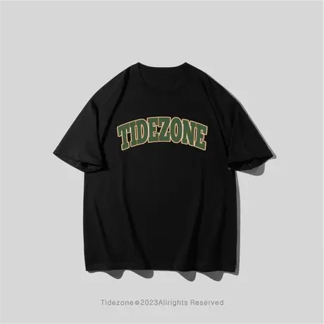 Ohlyah潮牌短袖T恤男女2023新款情侣装宽松黑色复古字母男生上衣图片