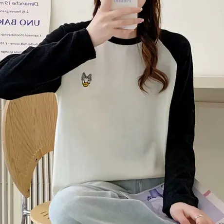 春装2024早春新款宽松薄款拼色针织衫女毛衣外套初春时尚洋气百搭商品大图