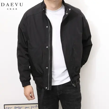 DAEVU春秋新款韩系廓形大号潮胖加肥加大码男士短款立领夹克外套图片
