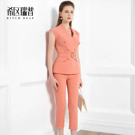 希区瑞普气质名媛女装高端小腿裤正装女套装夏天洋气时尚修身西装商品大图