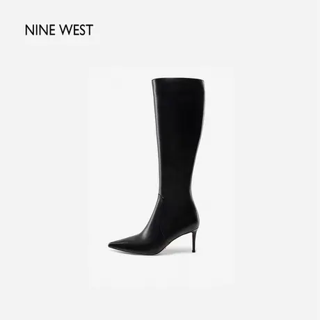 深圳时装周同款Nine West/玖熙高跟长靴女冬季新款真皮侧拉链靴子商品大图