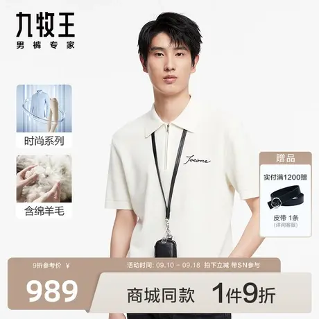 [商场同款]九牧王男装23秋季新品HT2C40219羊毛时尚翻领T恤男图片