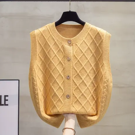 圆领针织开衫马甲背心女2023秋装新款宽松外穿马夹外搭毛衣坎肩潮图片