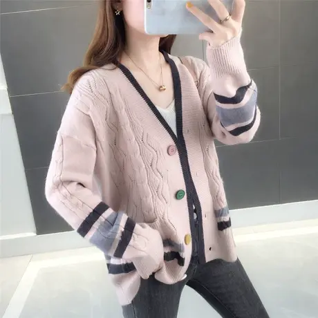 小清新针织开衫女秋季短款外搭宽松甜美网红毛衣外套新款春秋商品大图