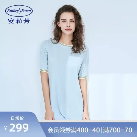 安莉芳棉质短袖中长款睡裙女舒适简约套头家居裙EL00187图片