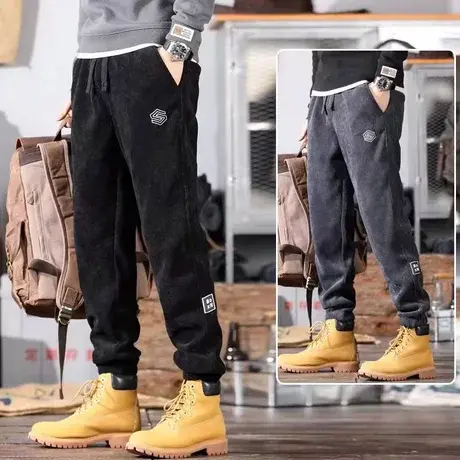 灯芯绒春秋款男士潮牌工装宽松运动卫裤宽松潮流百搭休闲束脚长裤商品大图