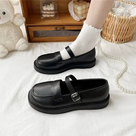 英伦风小皮鞋女春秋百搭日系jk软底2023新款复古圆头法式玛丽珍鞋商品大图