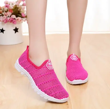 飞织网面夏季女鞋韩版休闲运动鞋透气网鞋跑步鞋平底学生百搭单鞋商品大图