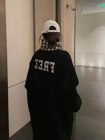 大码胖mm遮肚宽松仿羊羔毛外套女春秋加厚加绒过膝长款大衣200斤商品大图