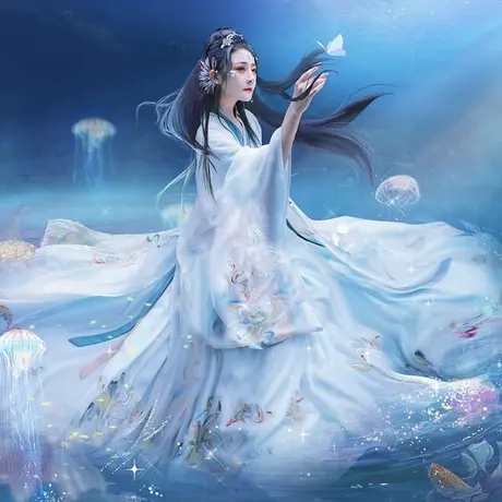 【如梦霓裳丨鲛人】晋制齐腰汉服女齐腰襦裙仙气飘逸魏晋风夏日常图片