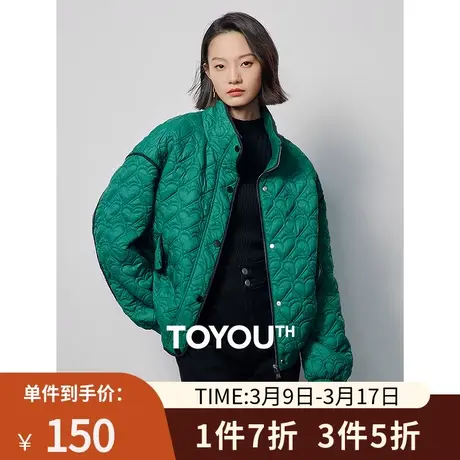 TOYOUTH初语爱心设计感绗缝棉服女2023年冬季新款轻盈保暖夹克商品大图