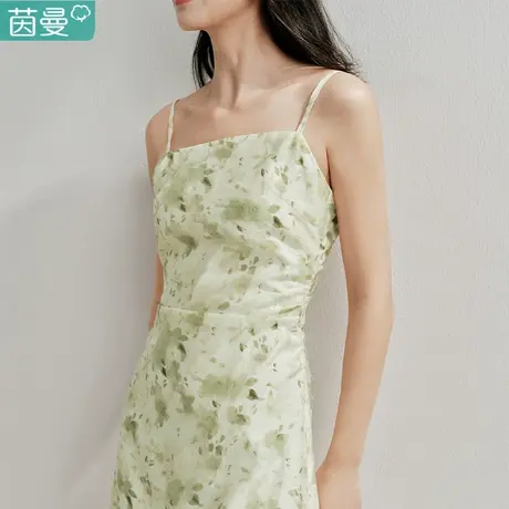 茵曼旗舰店法式碎花吊带连衣裙女2024年夏季新款收腰显瘦休闲长裙商品大图