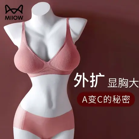 猫人女生蜜桃杯外扩内衣女小胸显大聚拢软支撑无痕文胸女漫画胸夏图片