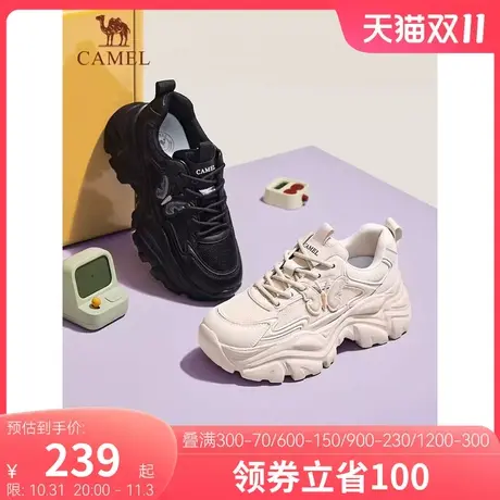 骆驼女鞋2023夏秋季新款轻质老爹鞋女透气增高轻便百搭休闲运动鞋商品大图