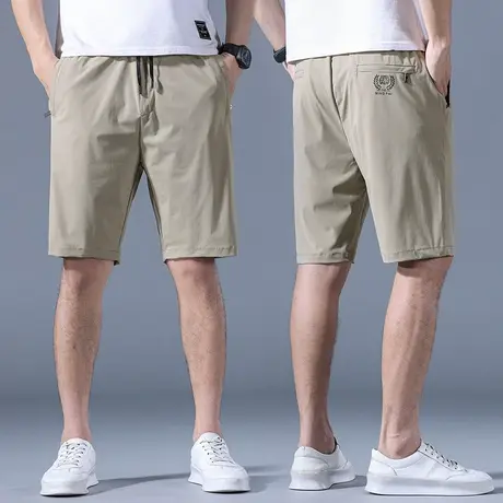 冰丝五分短裤男士夏季薄款休闲男款宽松透气运动中裤沙滩裤子商品大图